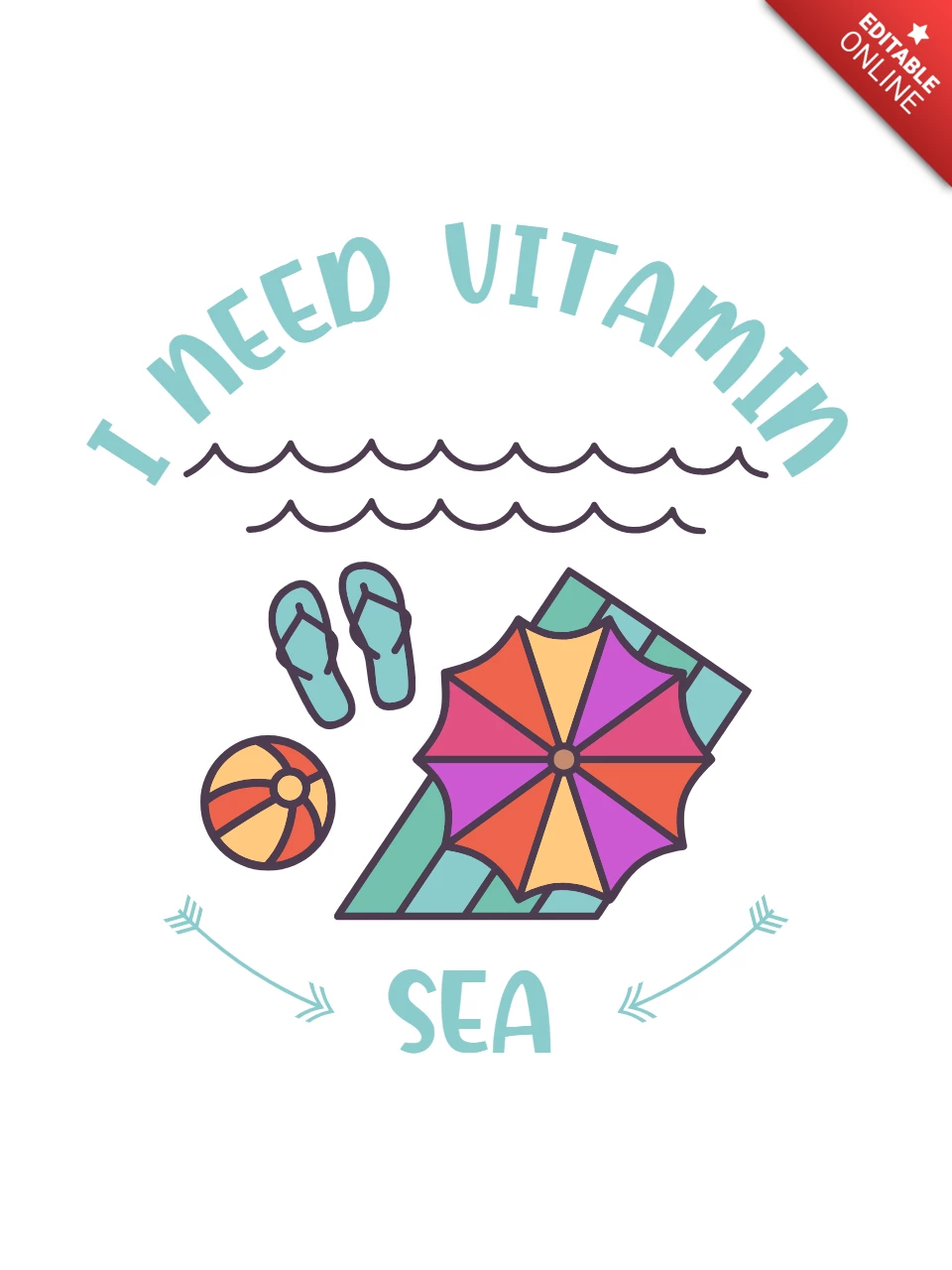 I Need Vitamin Sea T-shirt Template Design