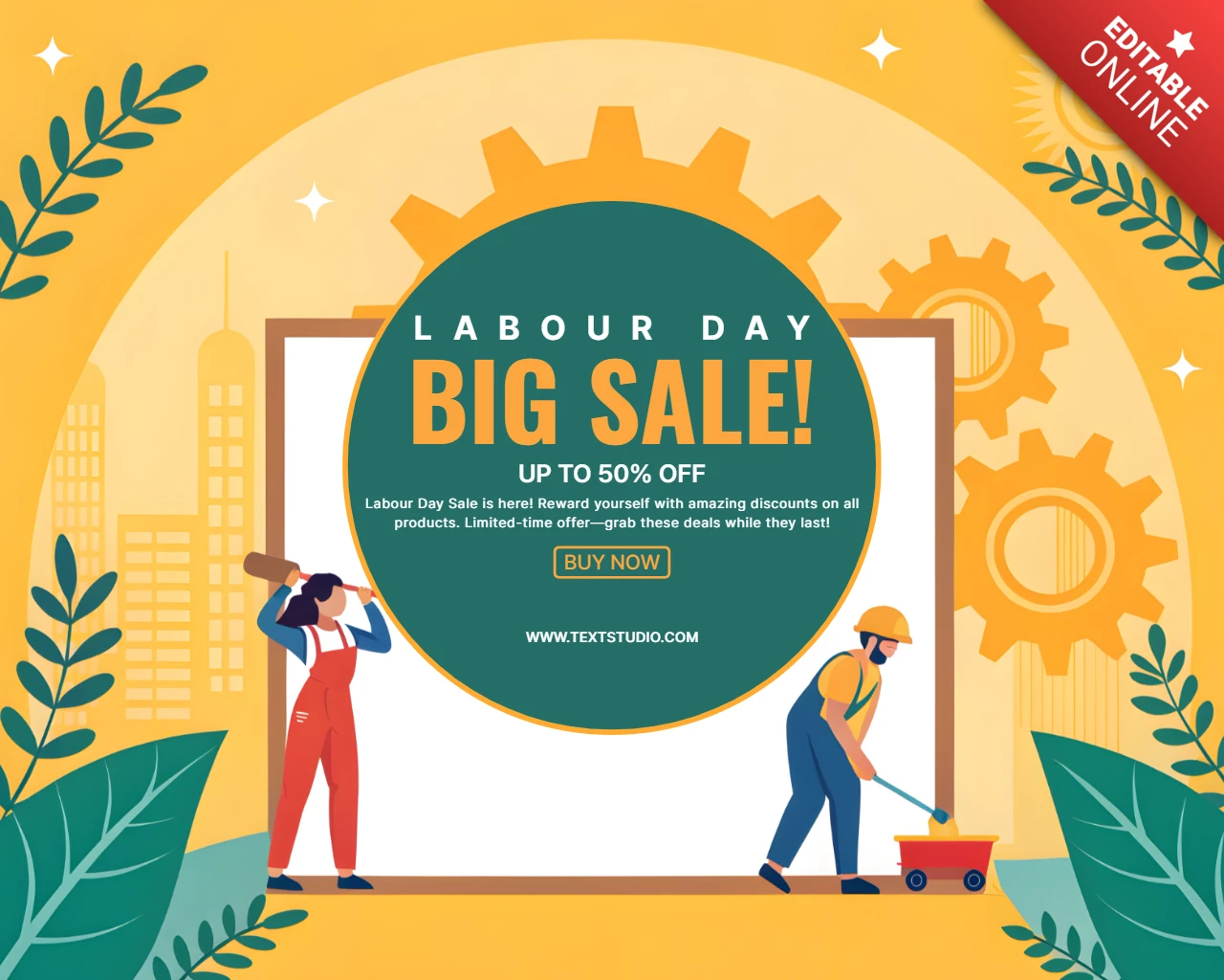 Labor Day Sale Promotional Template - Vibrant and Playful Design