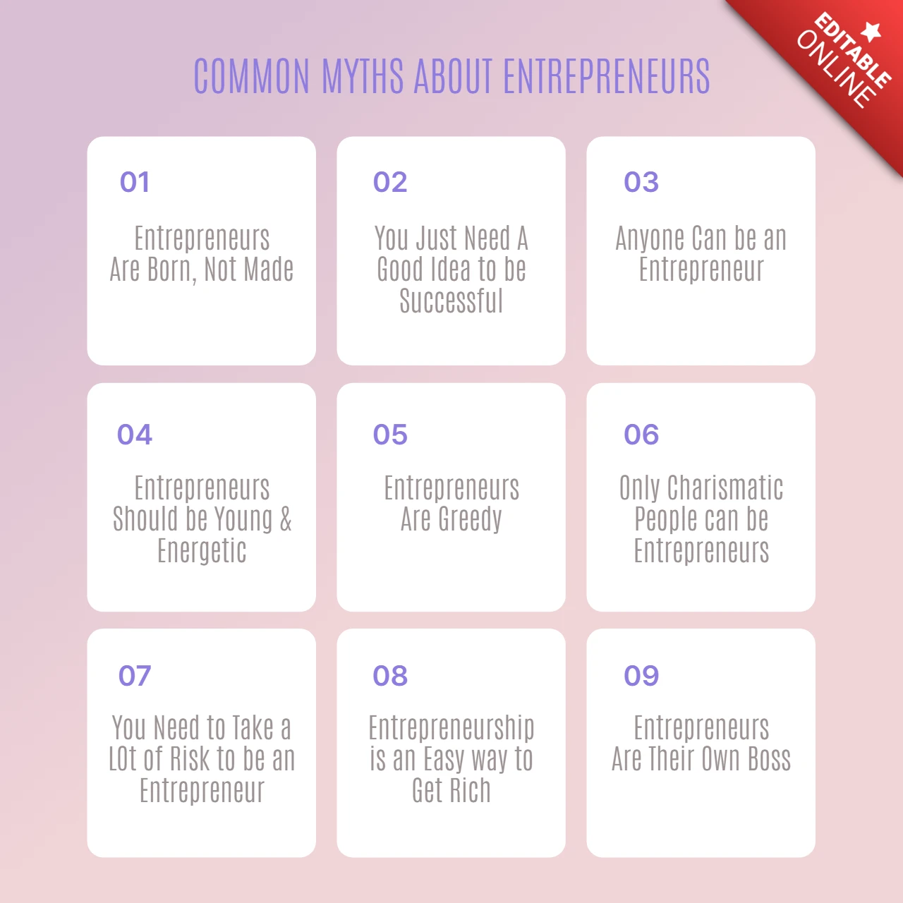 Common Myths About Entrepreneurs Instagram Post Design Template