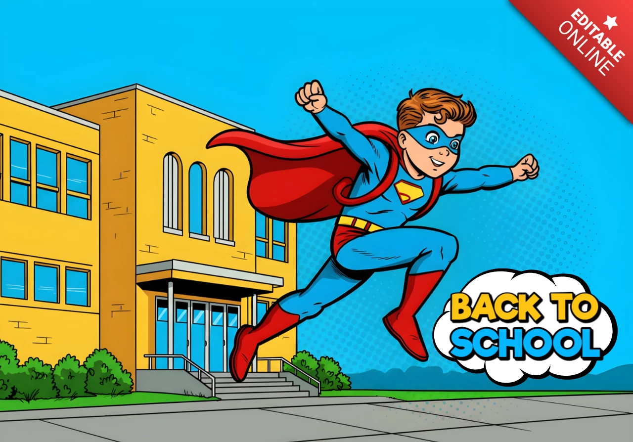 Superhero Back to School Design Template for Kids Apparel