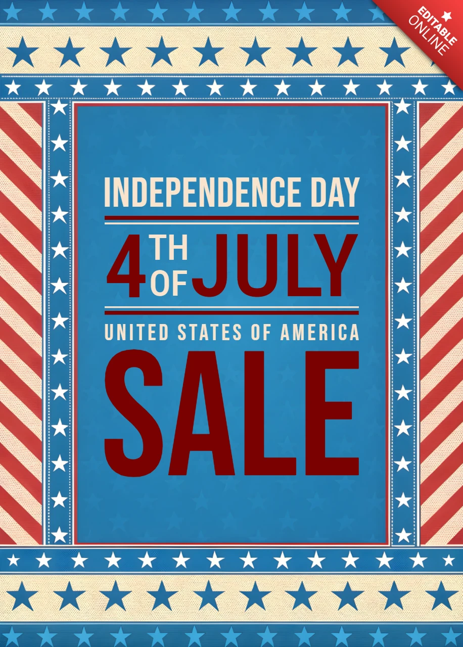 American Independence Day Sale Template with Stars and Stripes Vintage Design