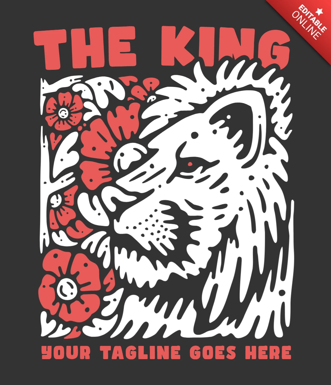 The Kingwith Lion Face T-shirt Design Template