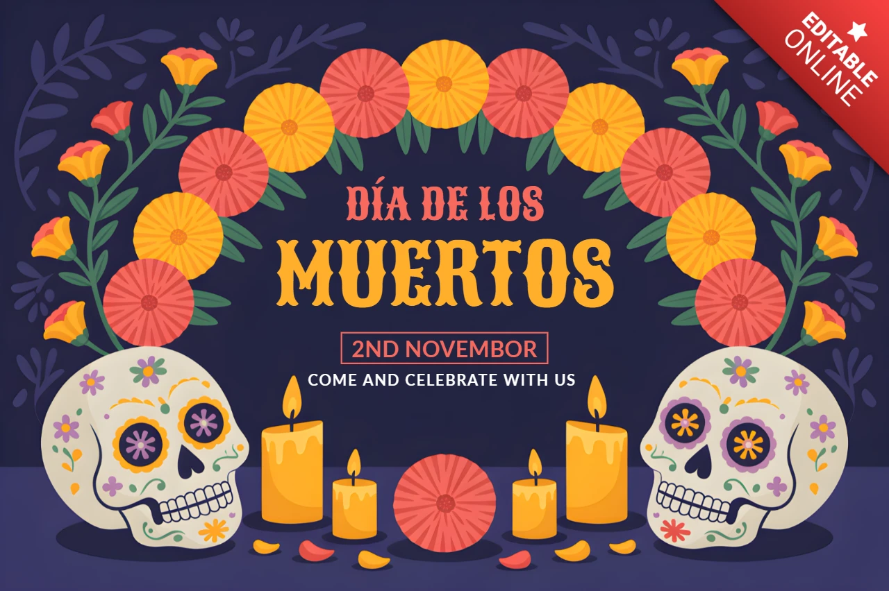 Modello di design colorato per il Día de los Muertos per manifesti festivi