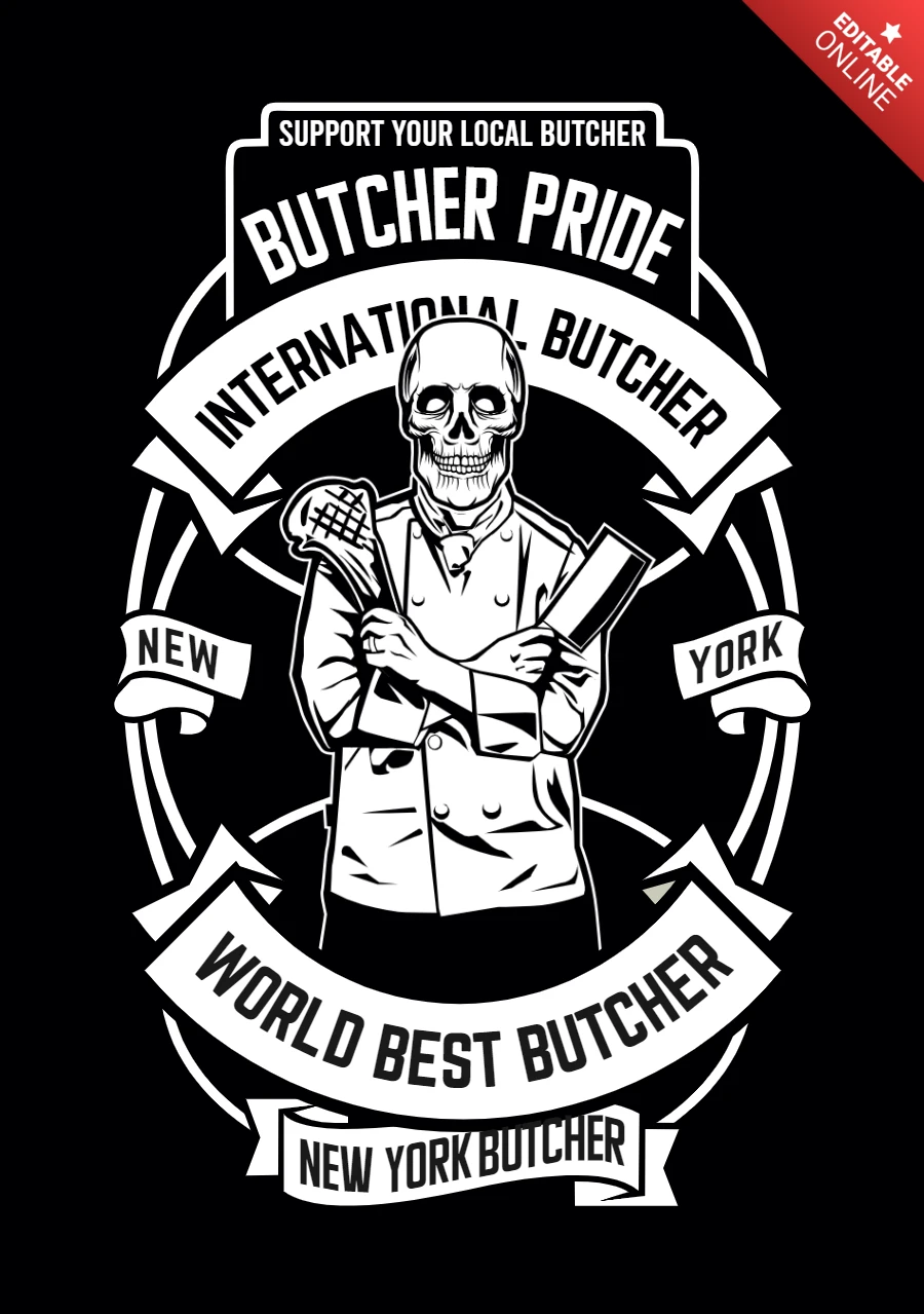 T-Shirt-Designvorlage mit Totenkopf-Metzger