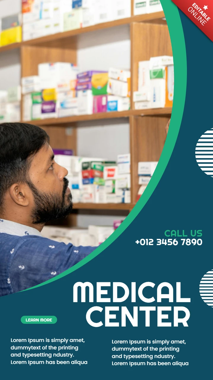 Plantilla de diseño de post promocional en instagram de centro médico