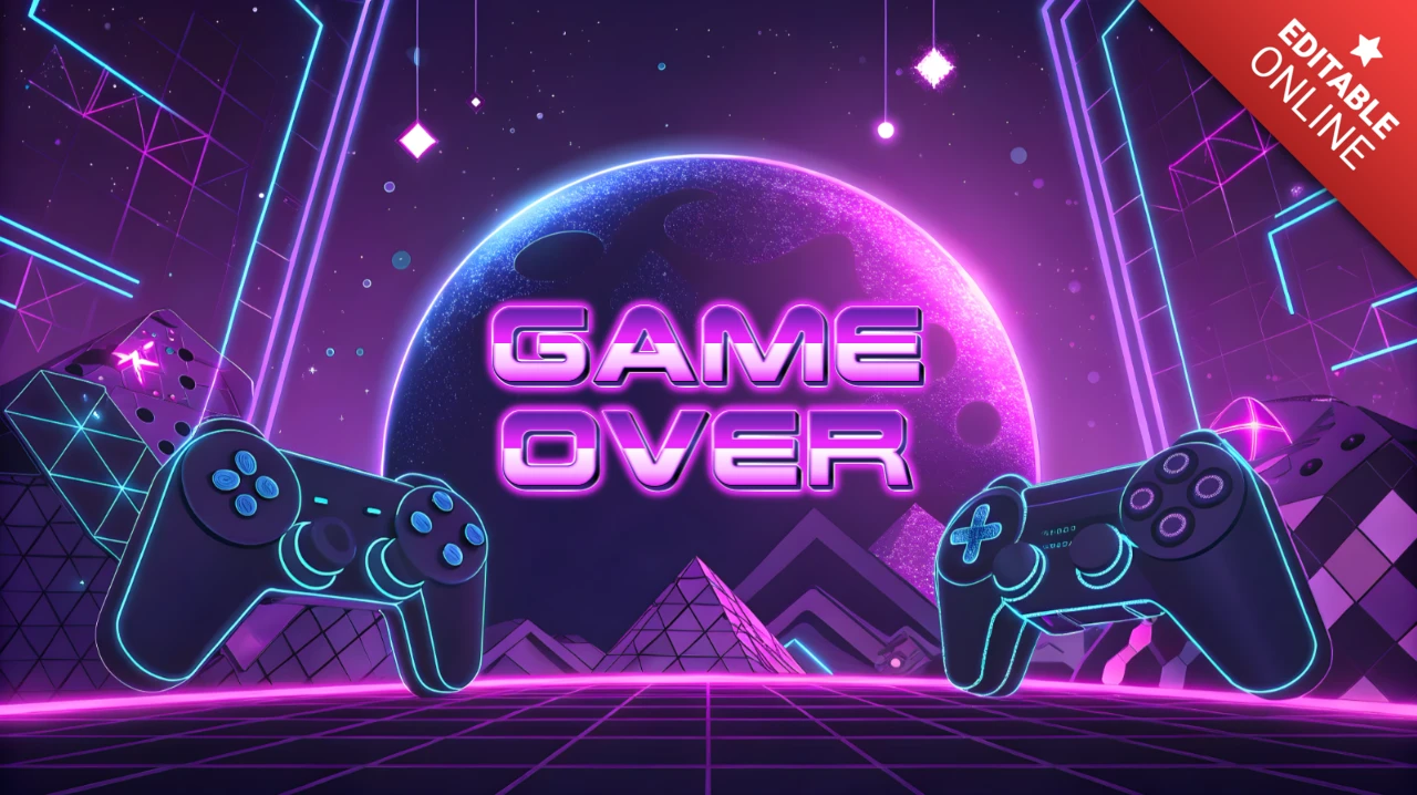 3d retro-futuristisches design - game over bildschirmvorlage