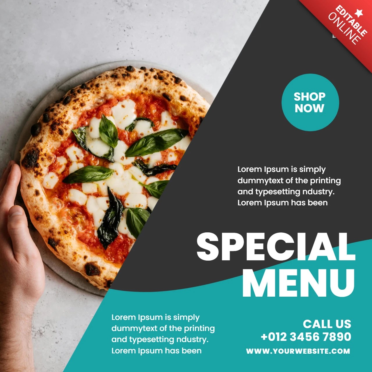 Auffällige visuelle Restaurant Anzeige Instagram Post Design Vorlage