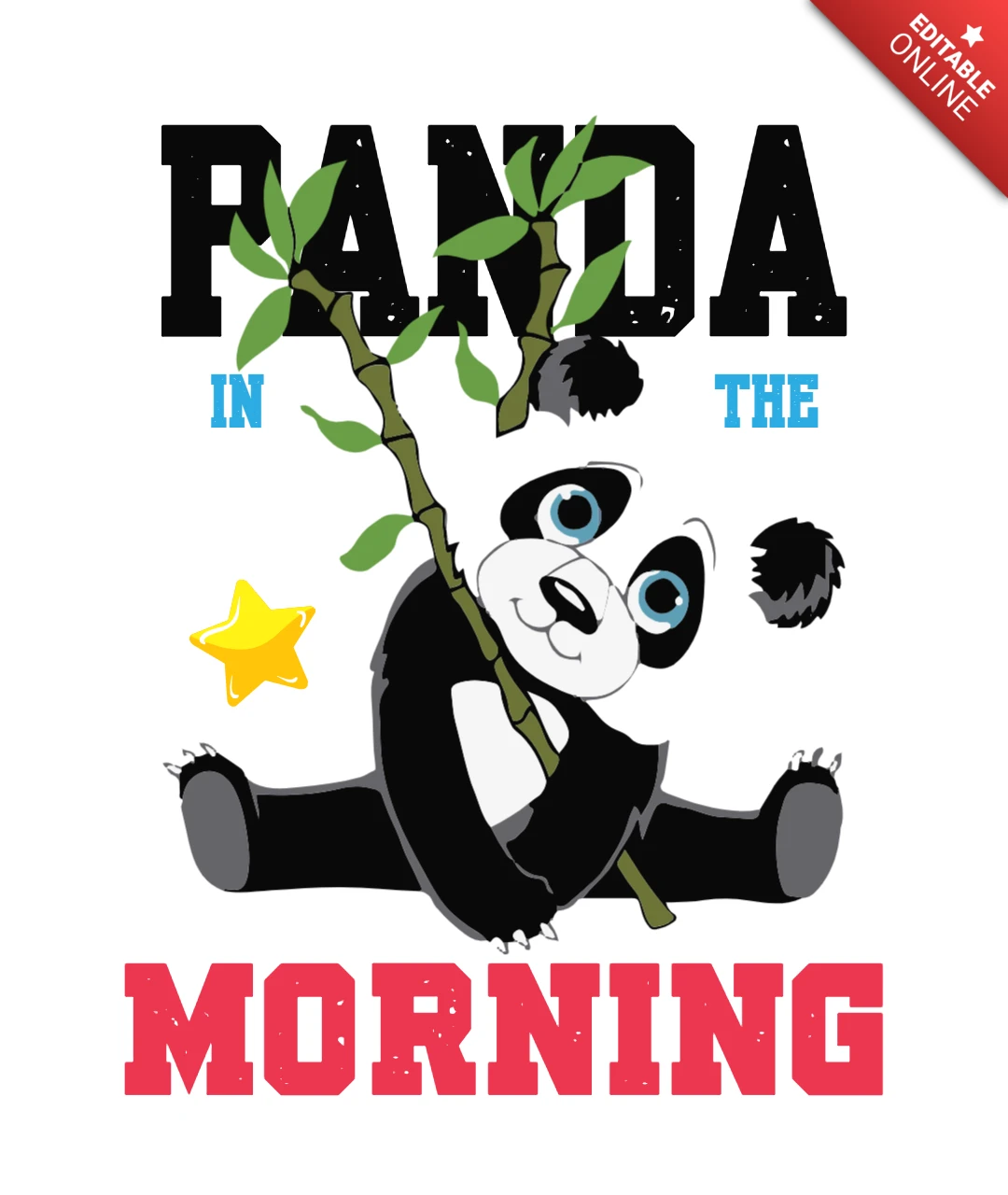 Panda In The Morning T-Shirt Design Template