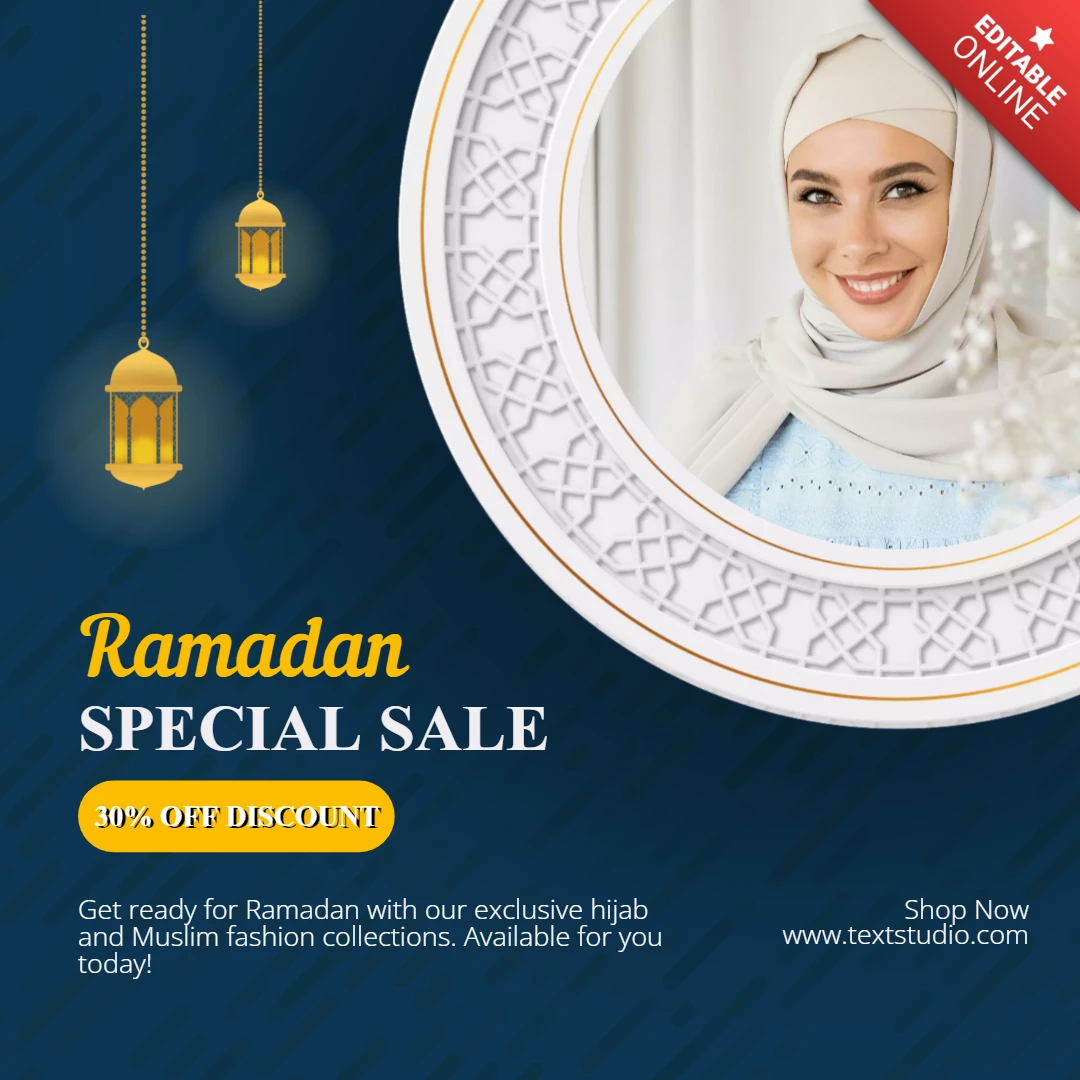Blue And yellow Modern Ramadan Special Sale Instagram Post