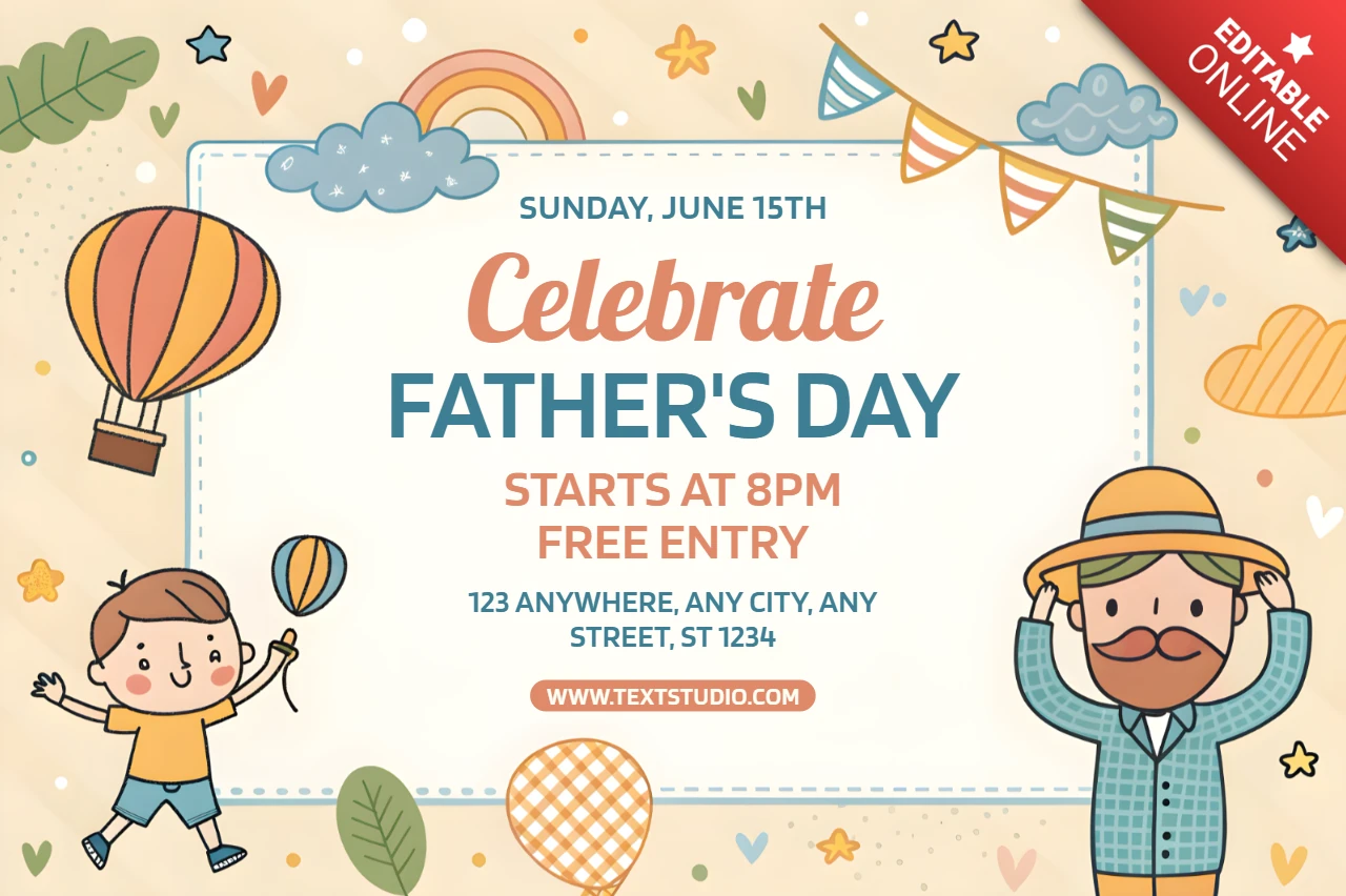 Whimsical Father's Day Celebration Template – Editable Event Design
