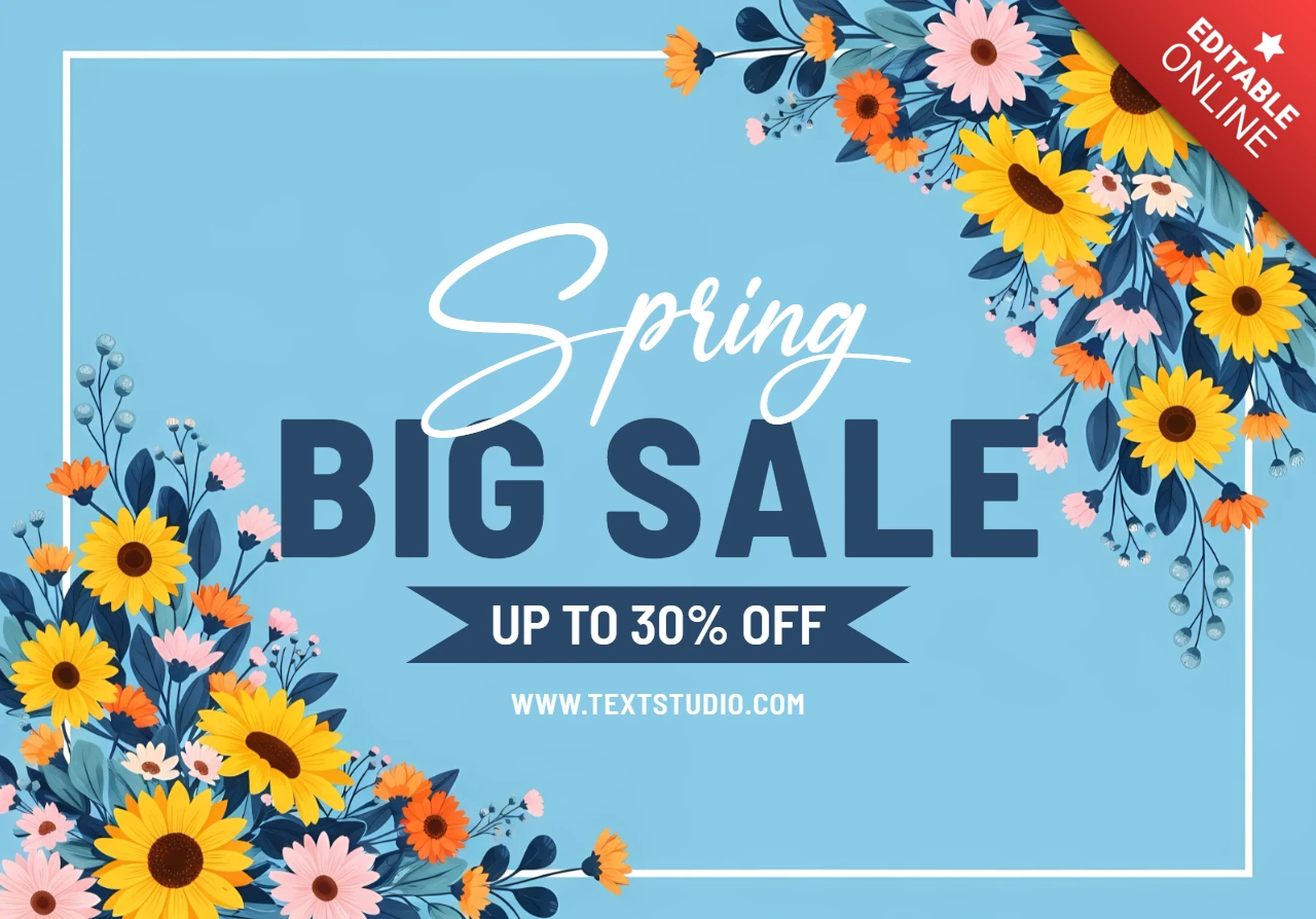 Modèle promotionnel de vente de printemps avec design floral pour affiches