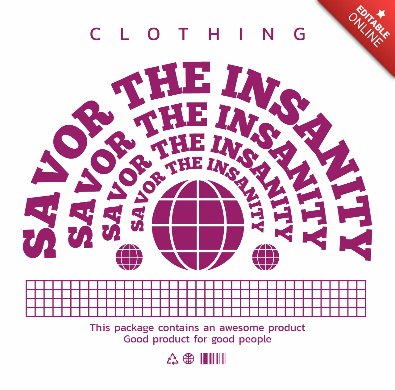 Savor l'insanity modello di design grafico per abbigliamento