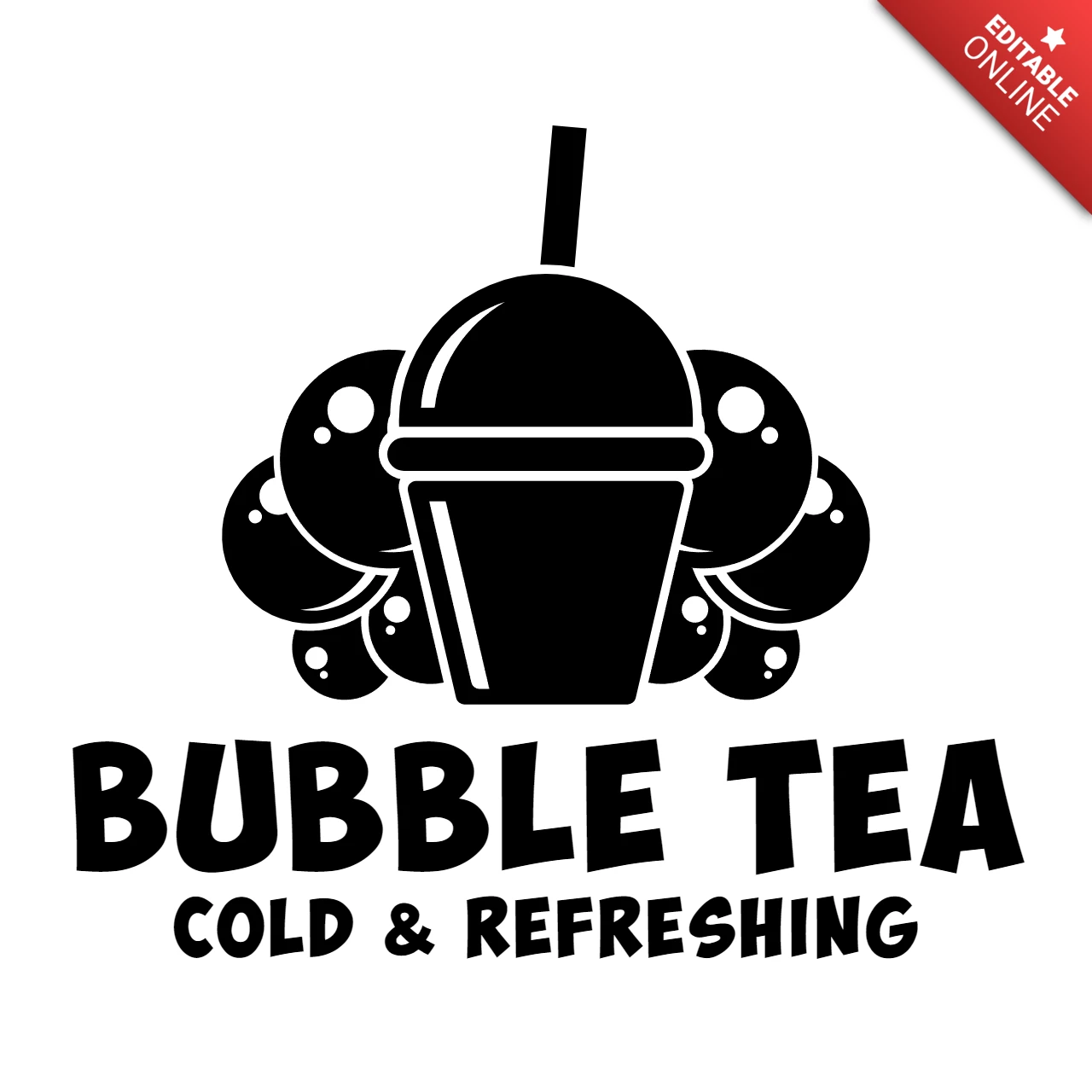 Design de logotipo de chá fresco com bolhas