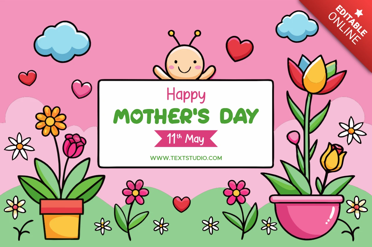 Colorful Floral Mother's Day Greeting Card Template Design