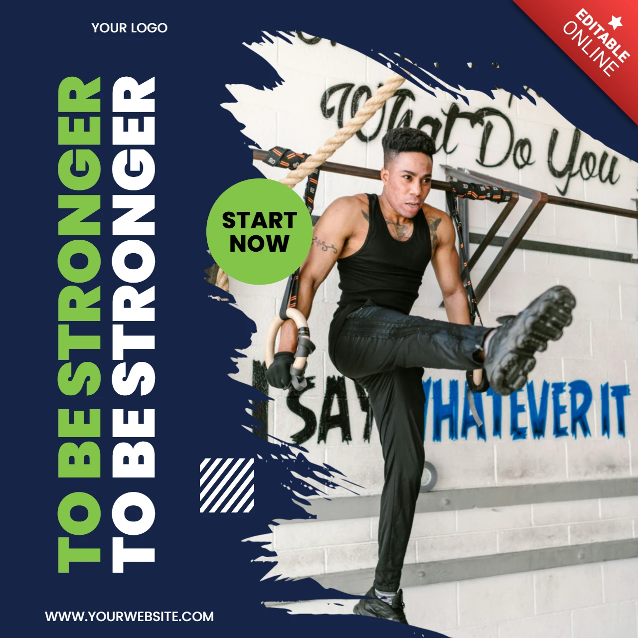 Be Stronger Gym Minimal Instagram Post Design Template