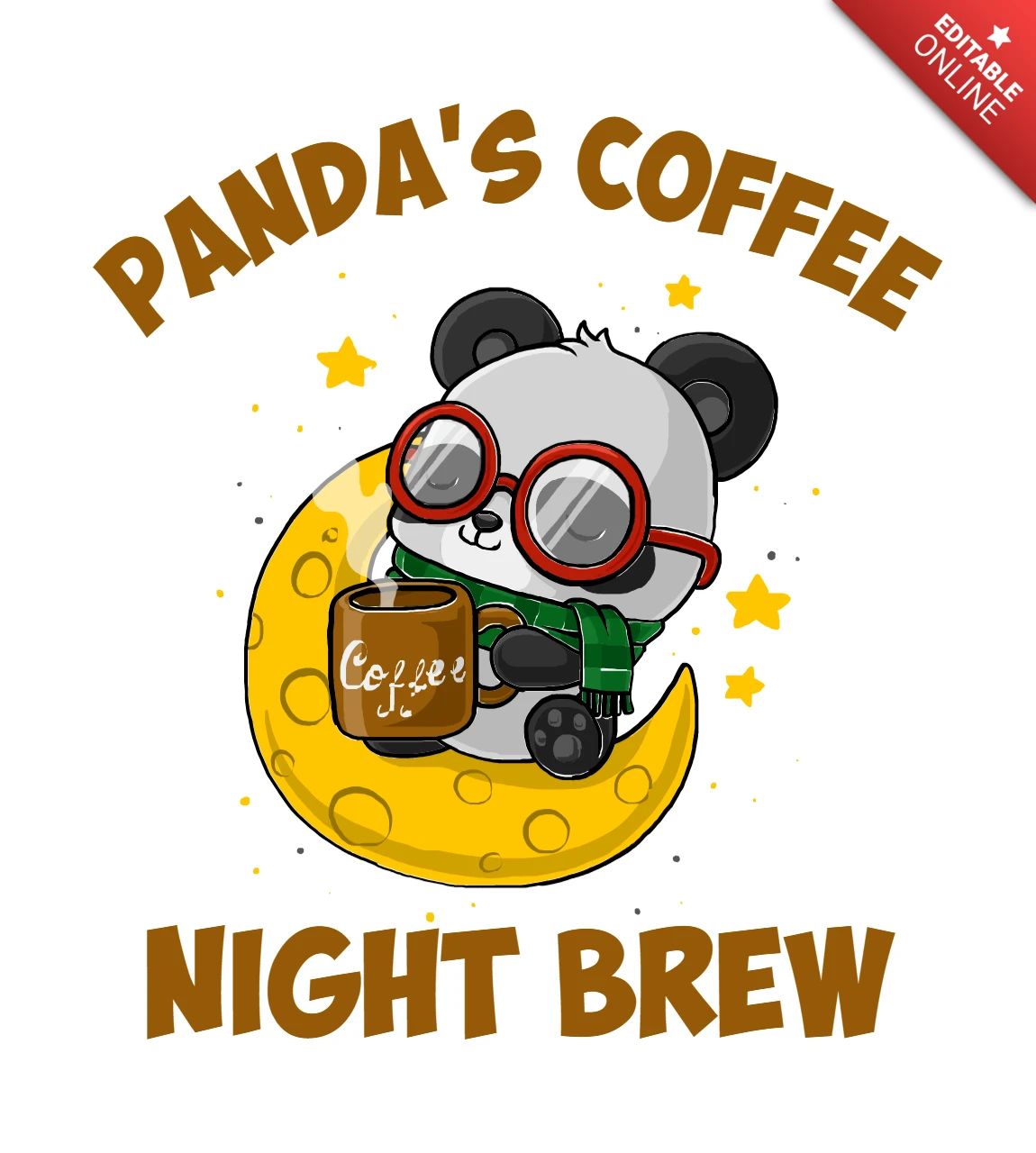 Panda's coffee night brew design template