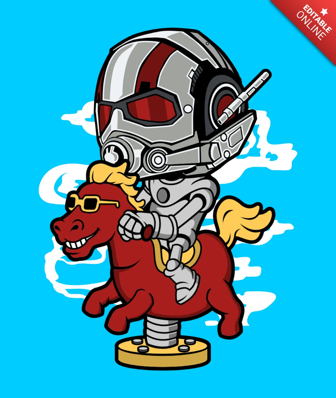 Antman caballo cultura pop plantilla de diseño de camiseta