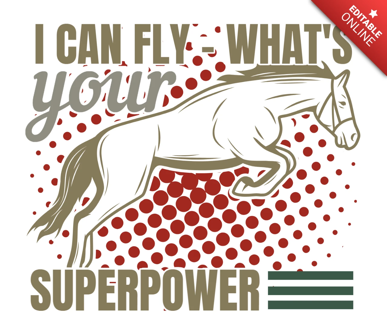 Template de design de superpoder de cavalo em estilo vintage para gráficos personalizáveis.