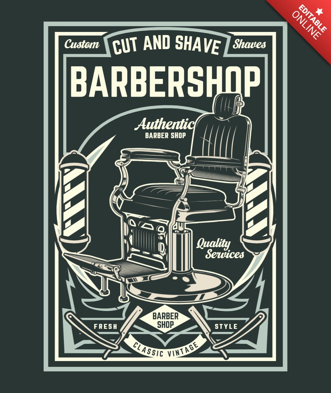 Modelo de design de camiseta de barbearia