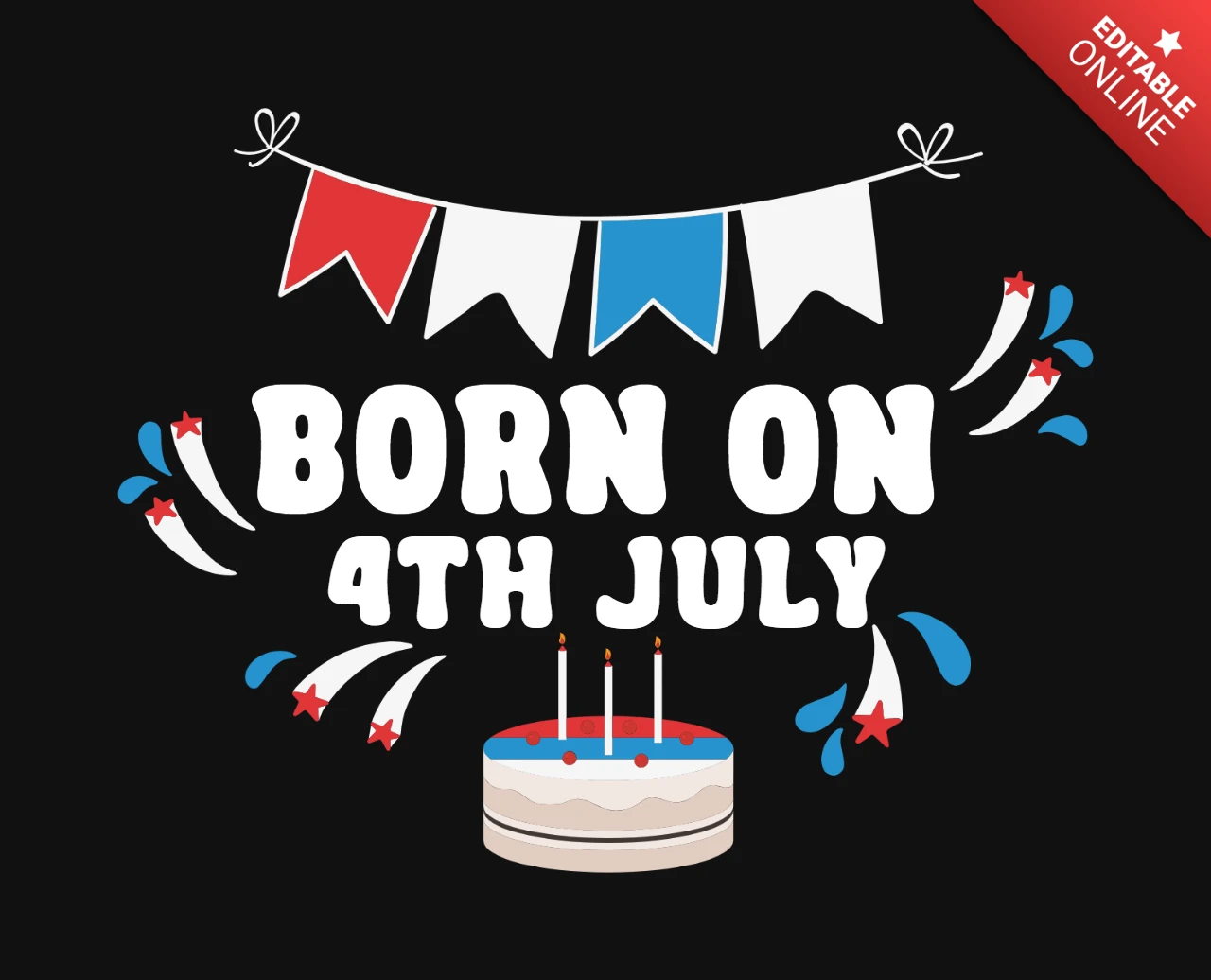Шаблон дизайна футболки Born on 4th july