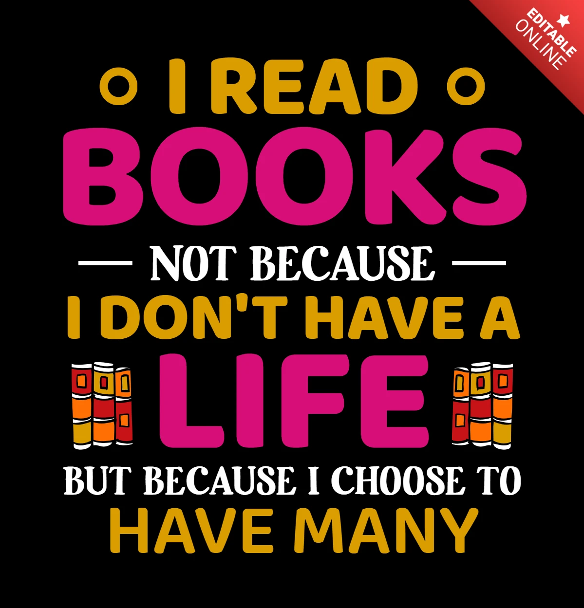 Book lover typography t-shirt design template