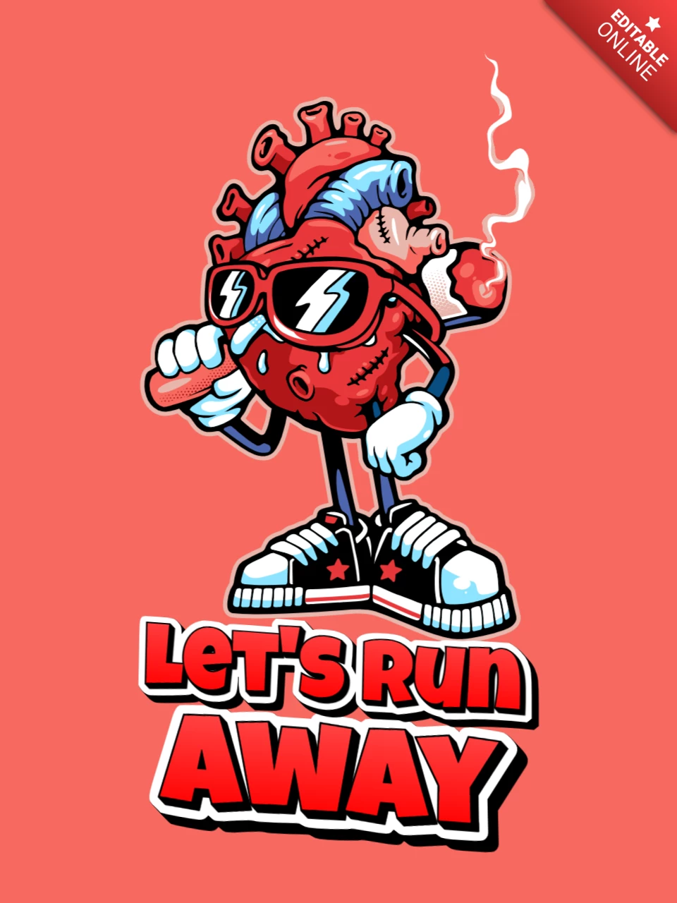 Modèle de t-shirt Inspirational with smoking heart (Inspirant avec un cœur qui fume)