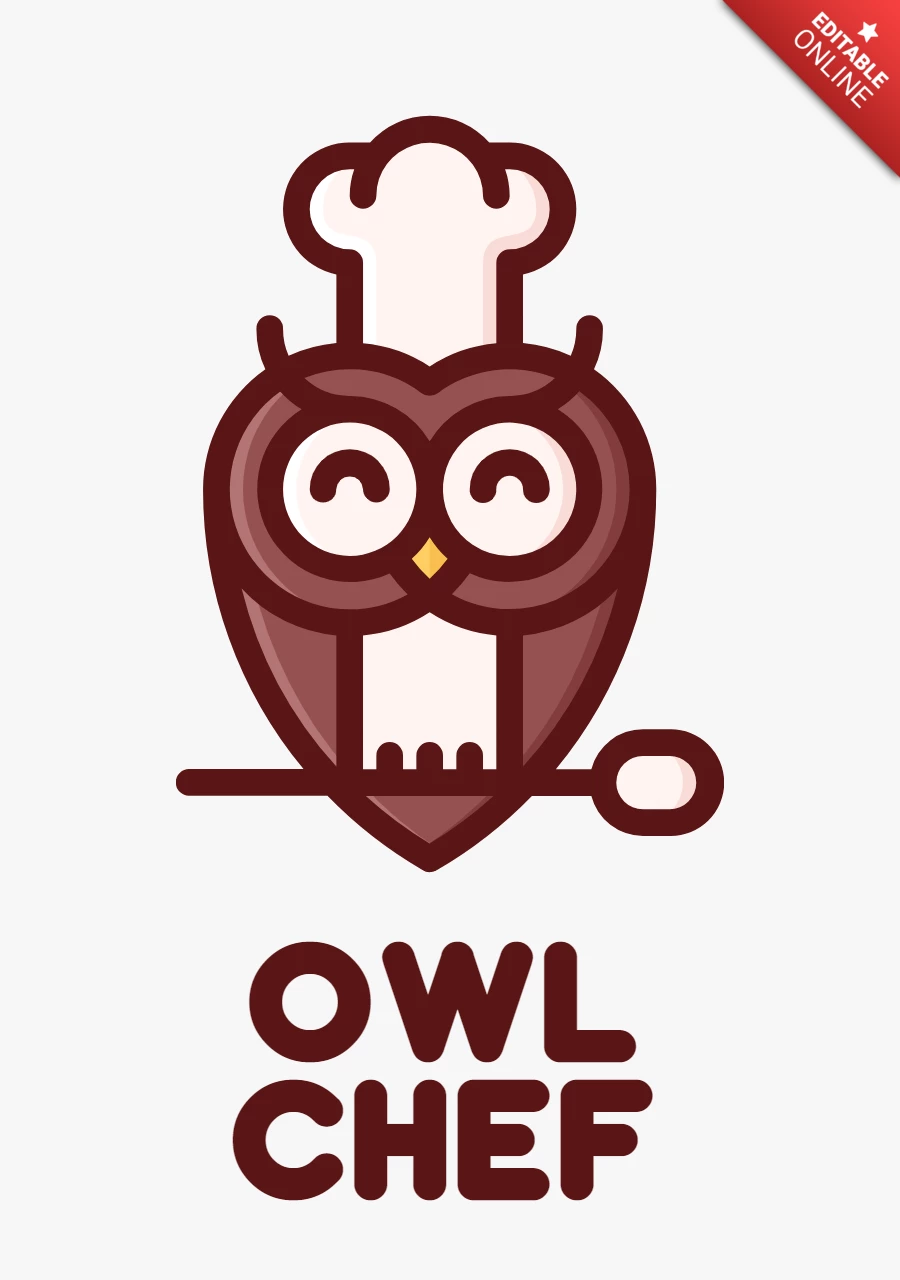 Niedliche Eule Chefkoch Logo Design Vorlage