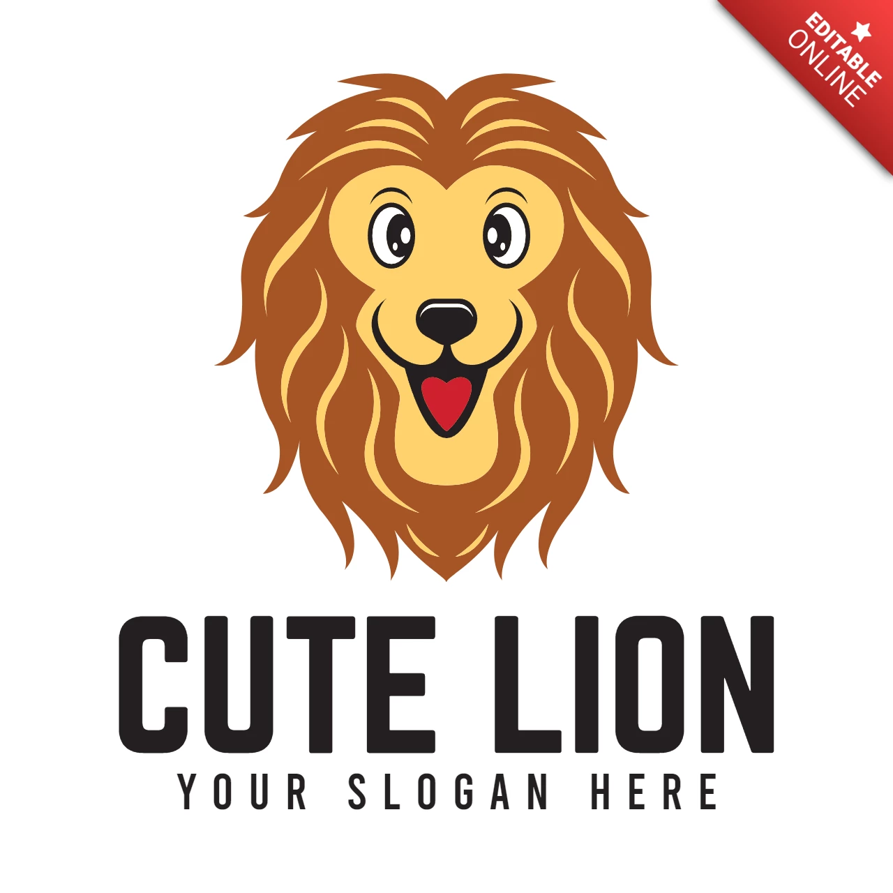 Plantilla de diseño de logotipo de león lindo