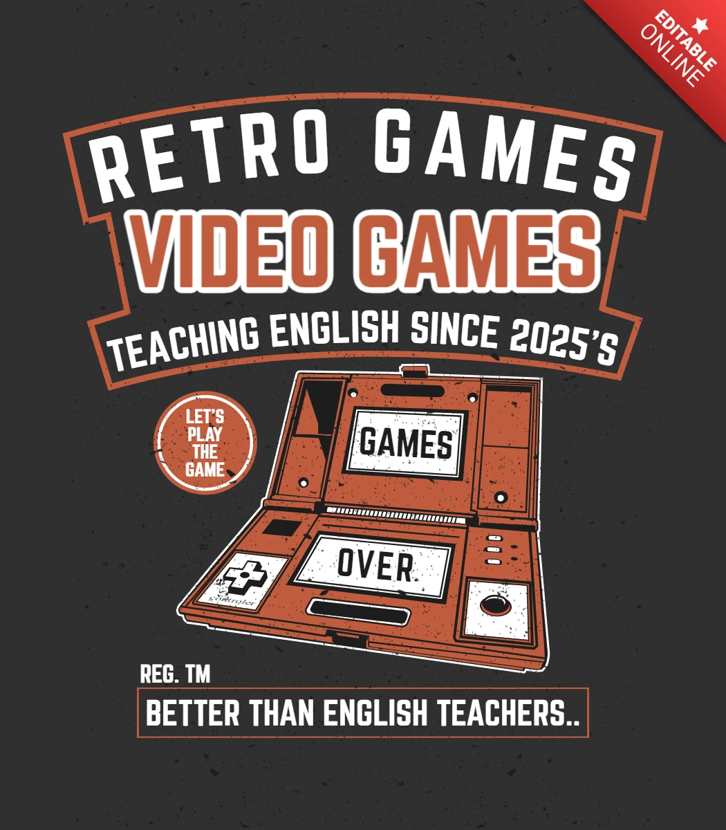 Modelo de design de camiseta de videogame retrô