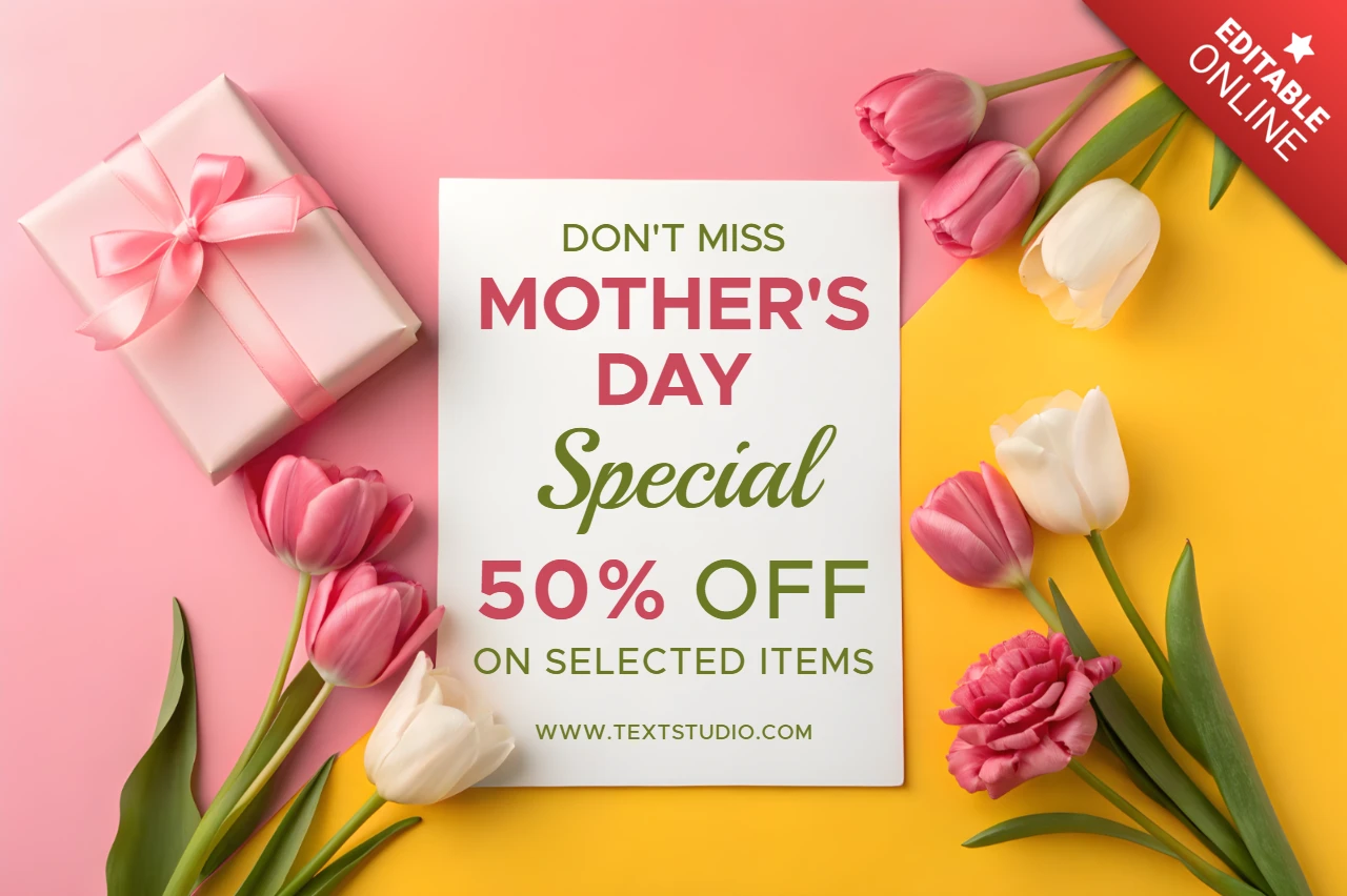 Mother's Day Promotion Template - Floral Design with Discount Offer