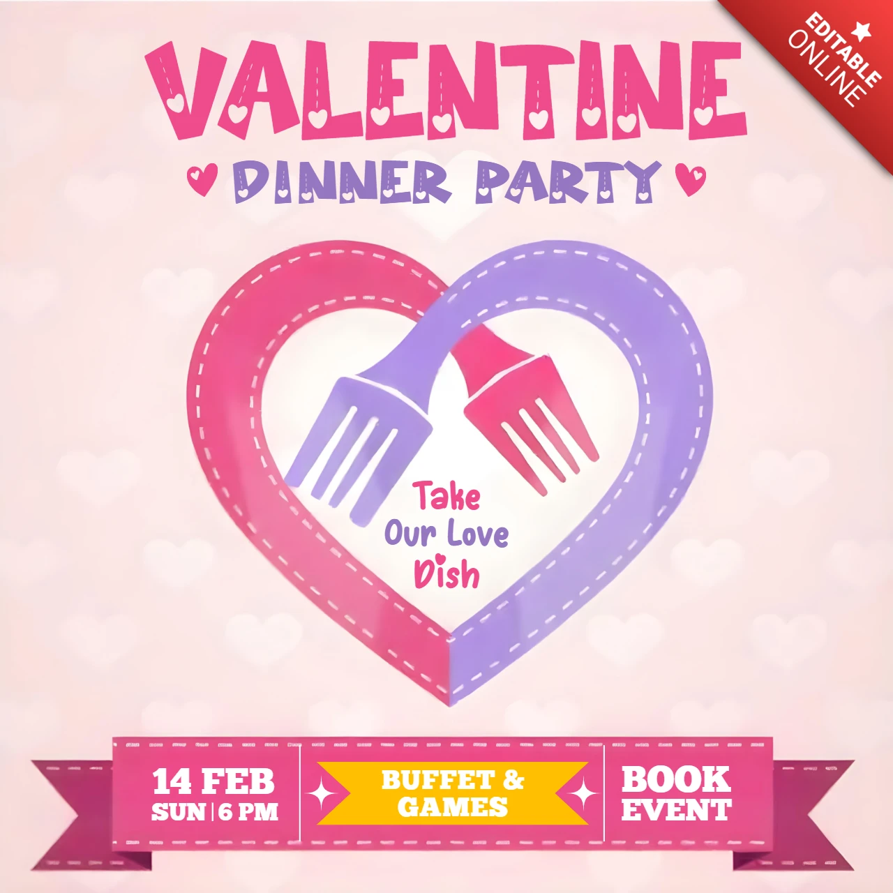 Ontwerpsjabloon Valentijnsdiner voor evenementen en feesten
