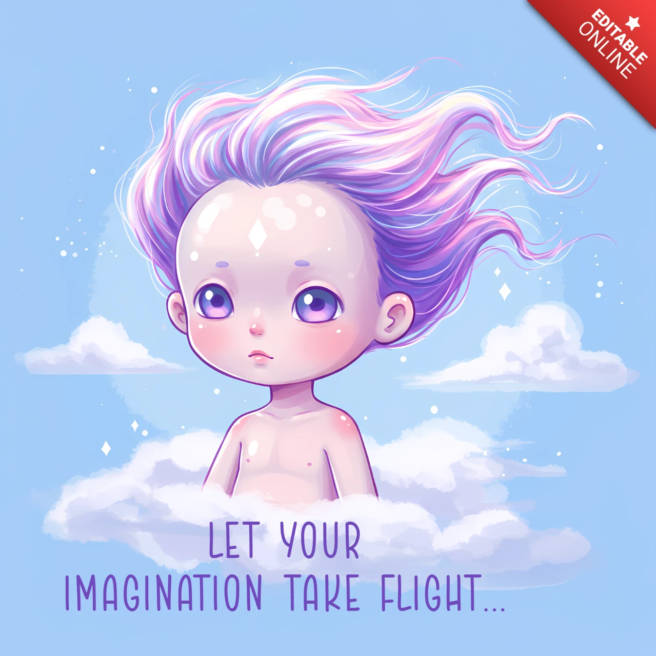 Whimsical Fantasy Child Illustration - Spark Your Creativity Design Template