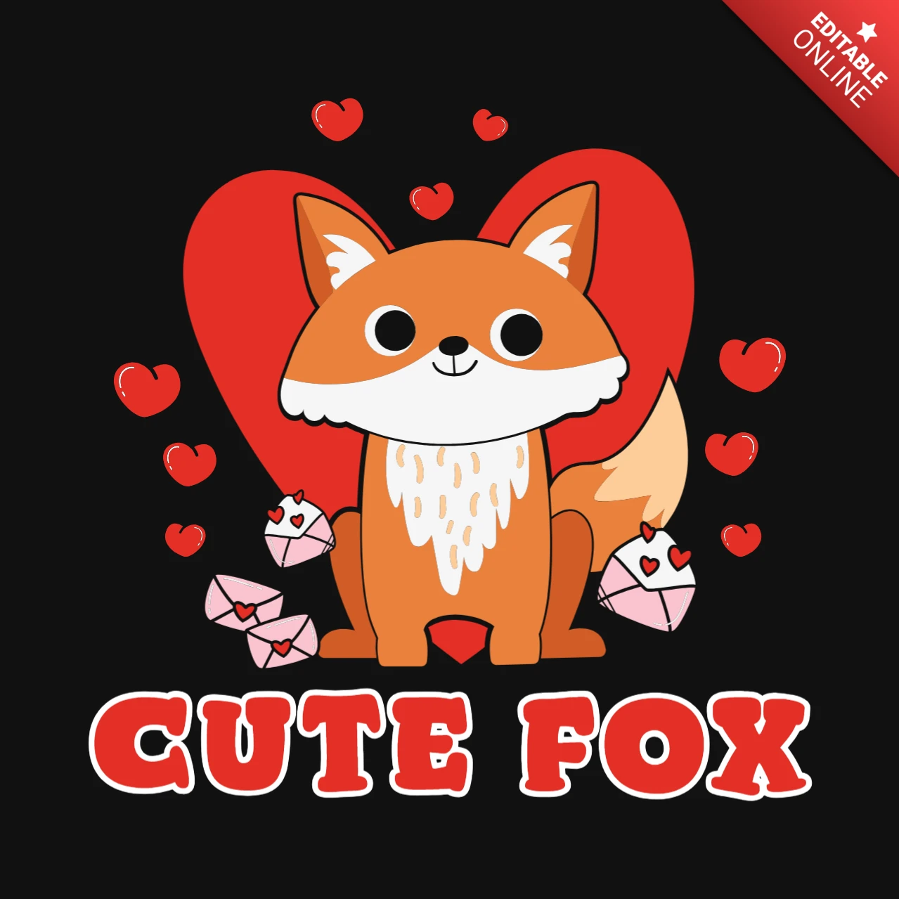 Modèle de t-shirt pour la Saint-Valentin : renard mignon