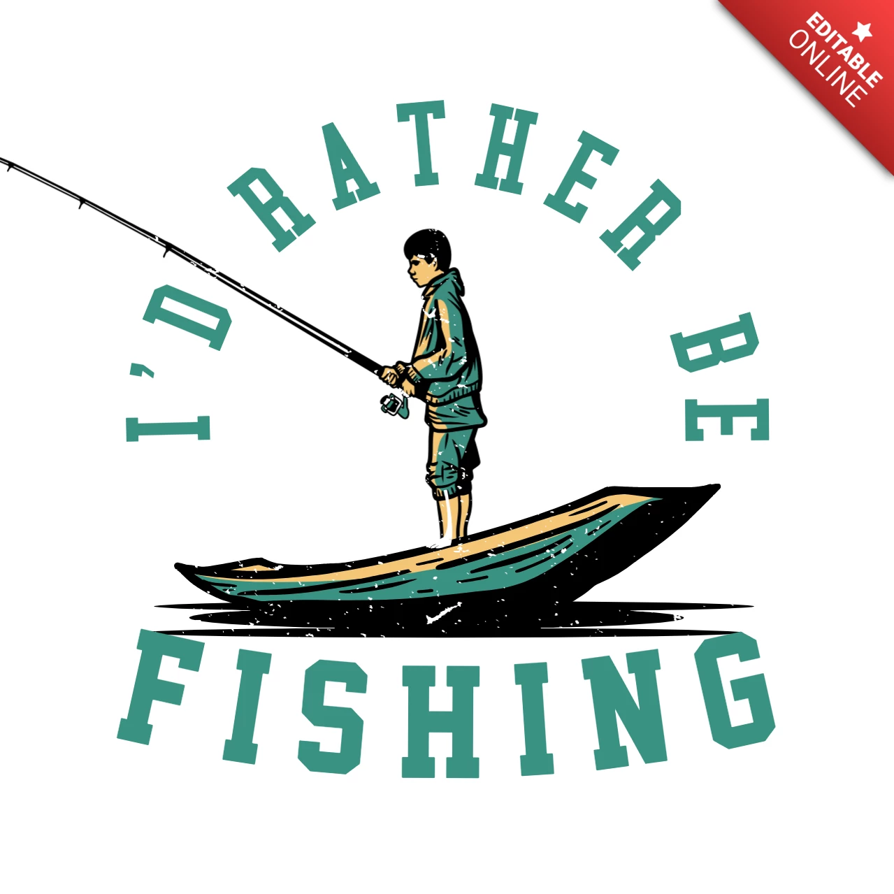 Pesca con plantilla de diseño de camiseta vintage de barco de madera