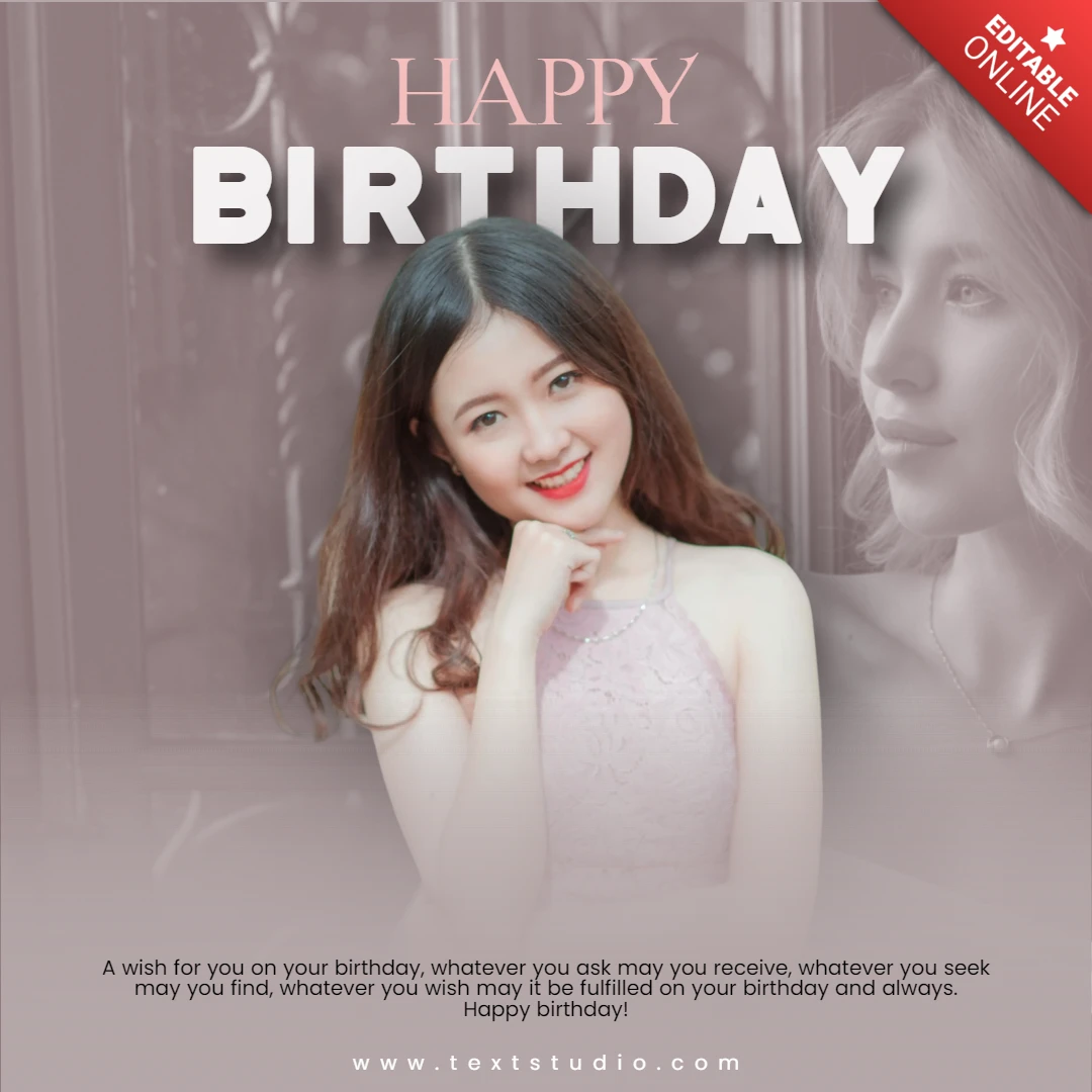 Messaggio di auguri di buon compleanno semplice, bianco e grigio