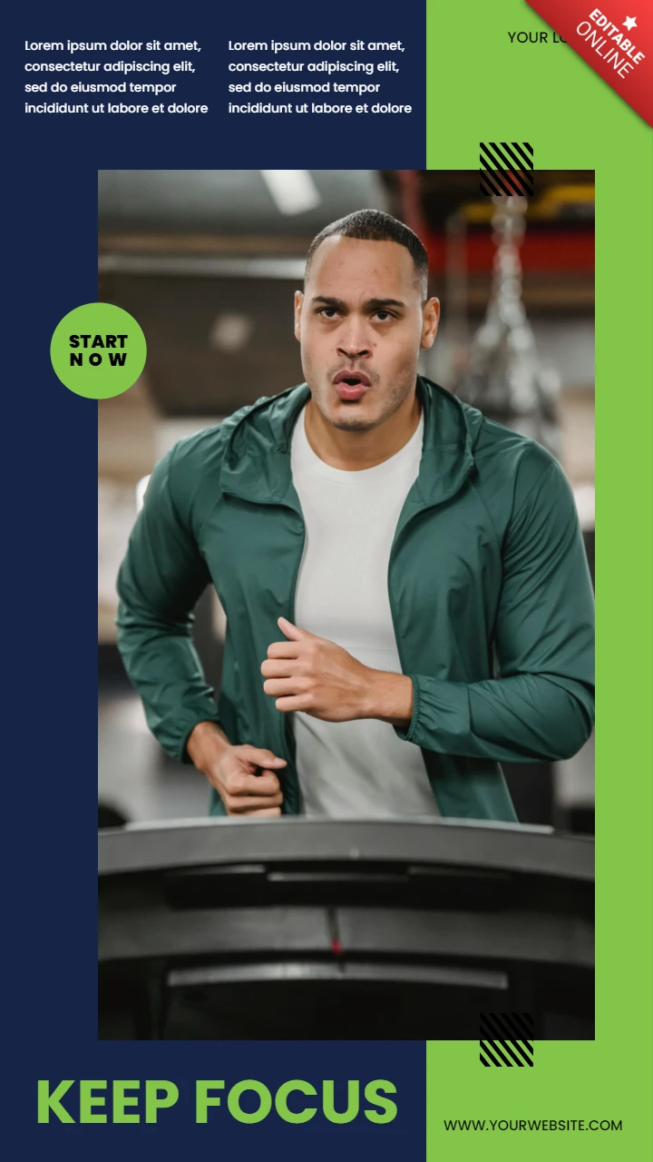 Keep focus gym instagram story post design template