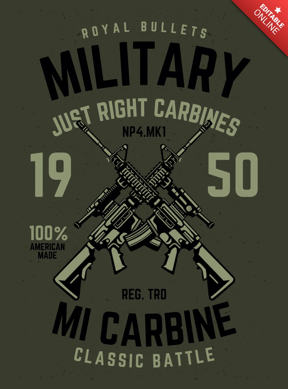 Modelo de design de camiseta de carabinas militares Royal bullets just right