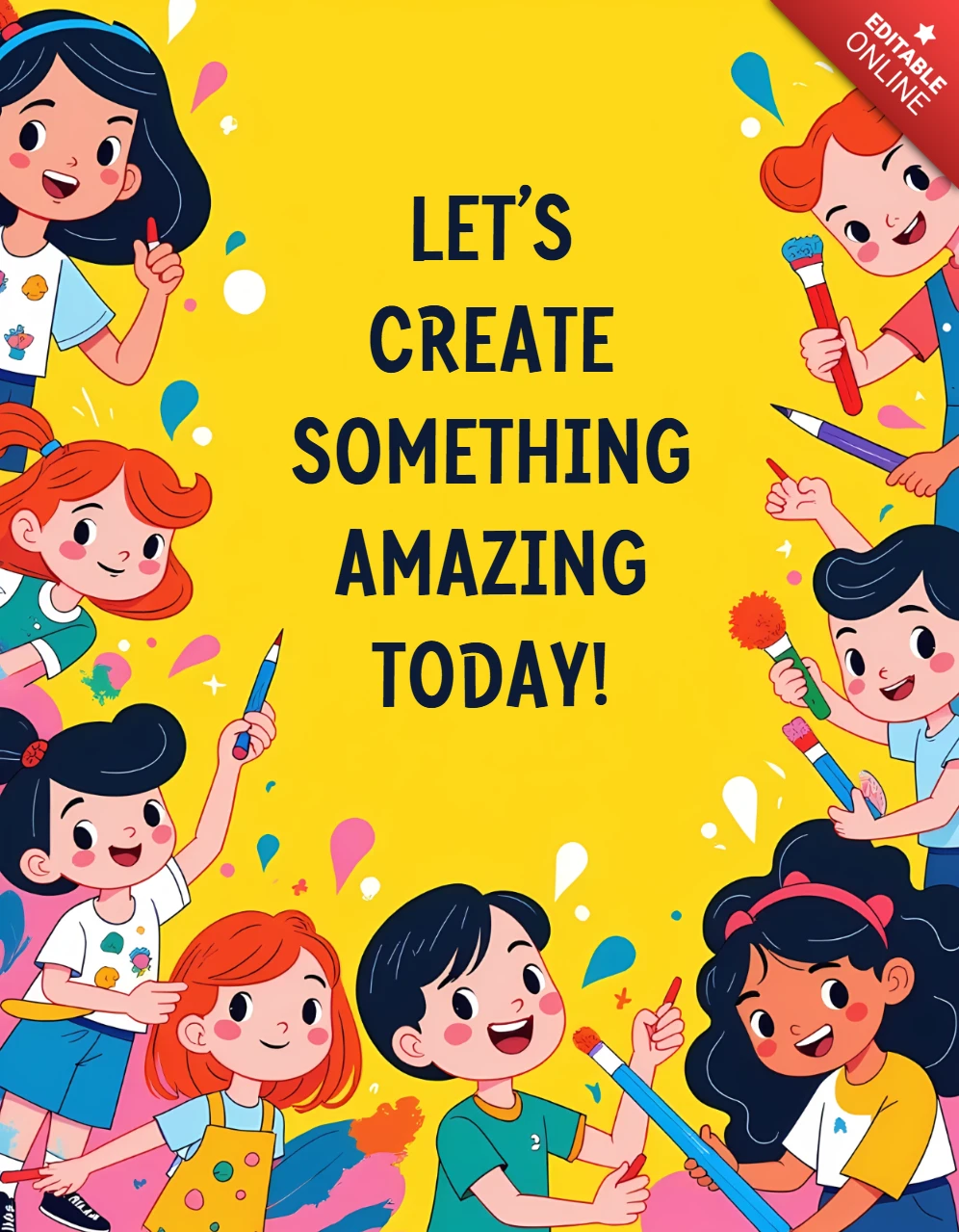 Kids Art Class Poster Template - Creative Painting Workshop for Children