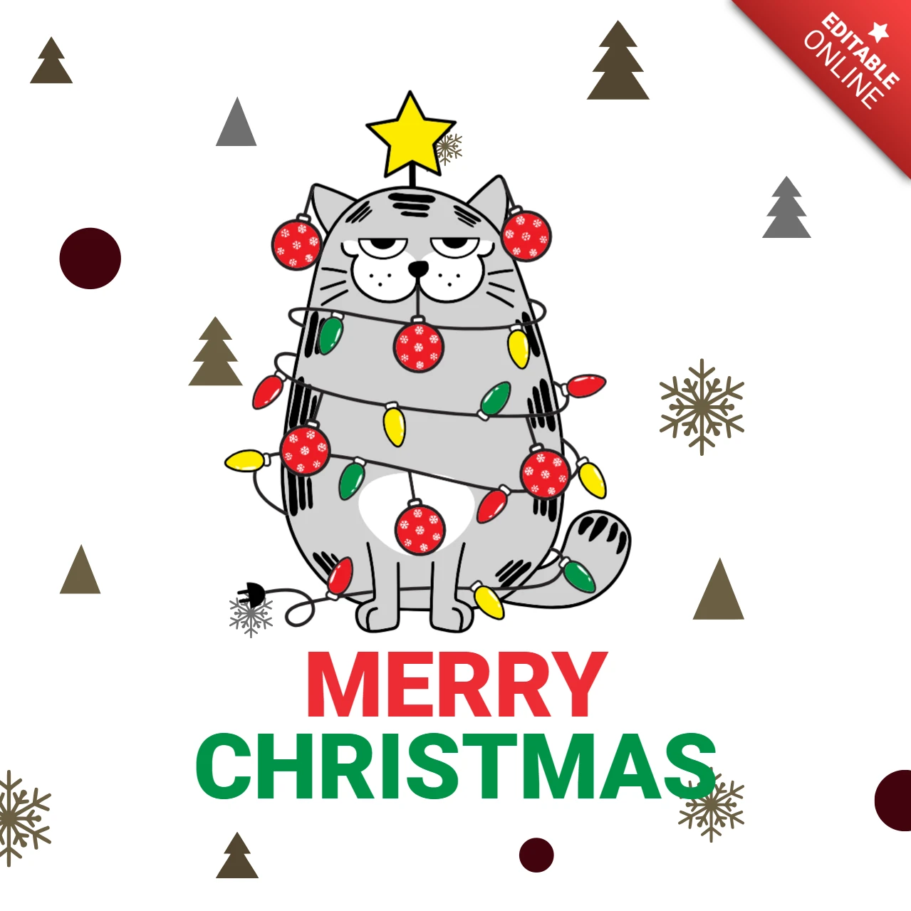 Navidad lindo gato camiseta plantilla de diseño