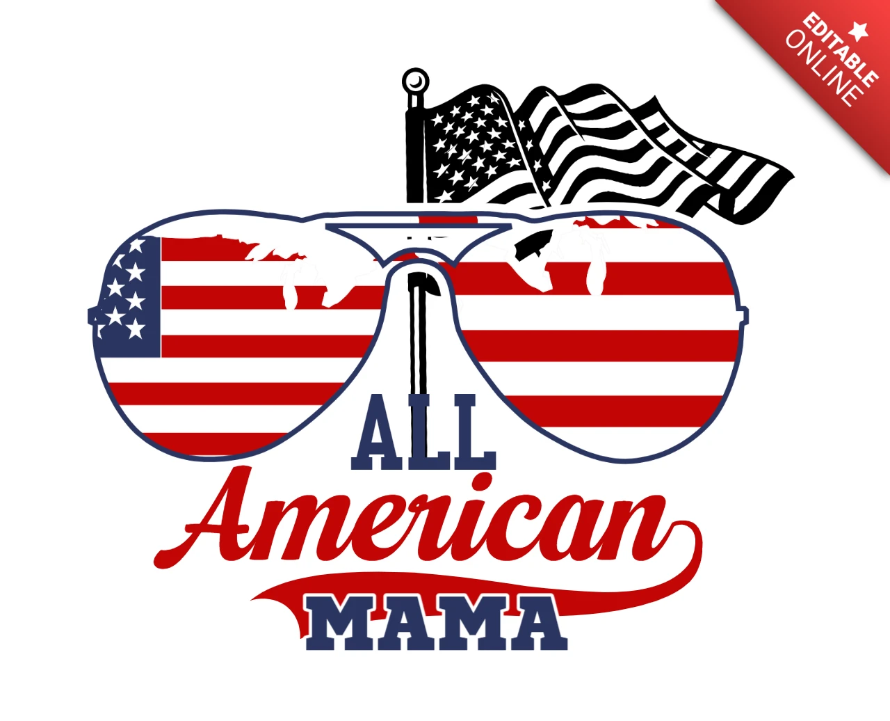 オール・アメリカン・ママ 7月4日Tシャツデザインテンプレート