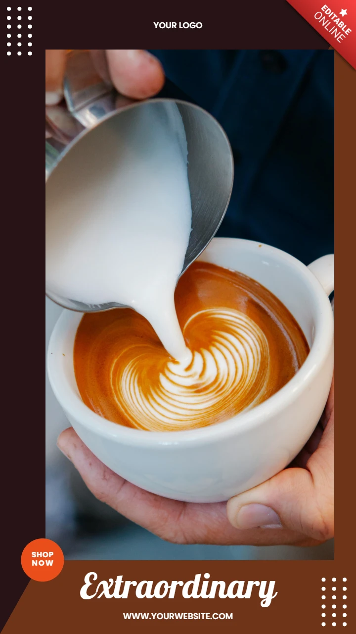 Modello di design straordinario per post di storie Instagram sul caffè