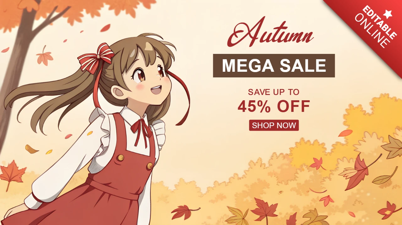 Plantilla de diseño de personajes de anime de otoño para volantes promocionales