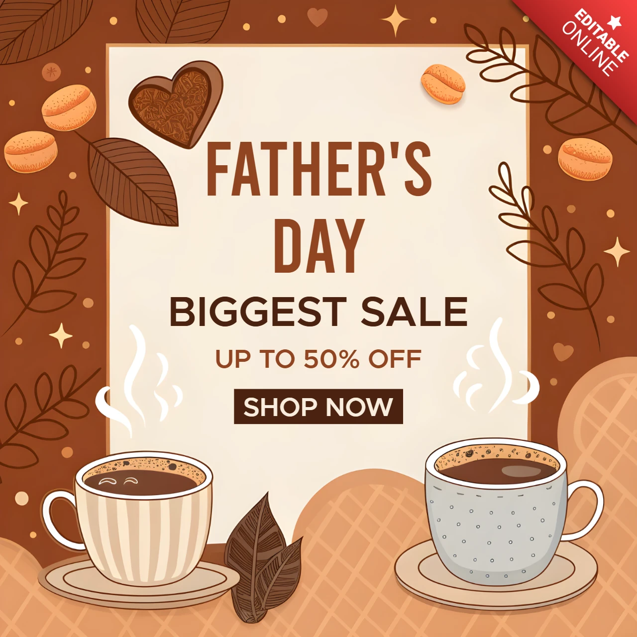 Father's Day Sale Template - Cozy Coffee Shop Design for Promotions