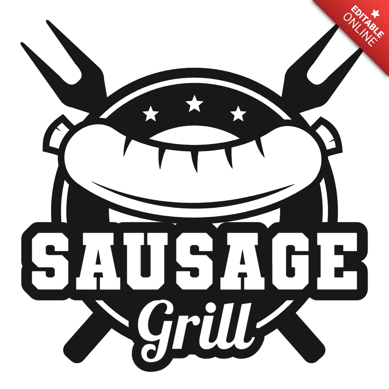 Plantilla de diseño de logotipo de parrilla de salchichas