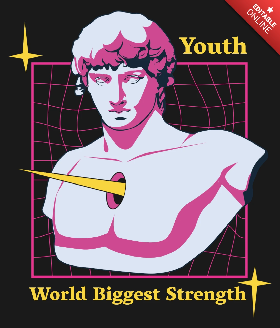 Retro Youth Strength Design Template for Apparel