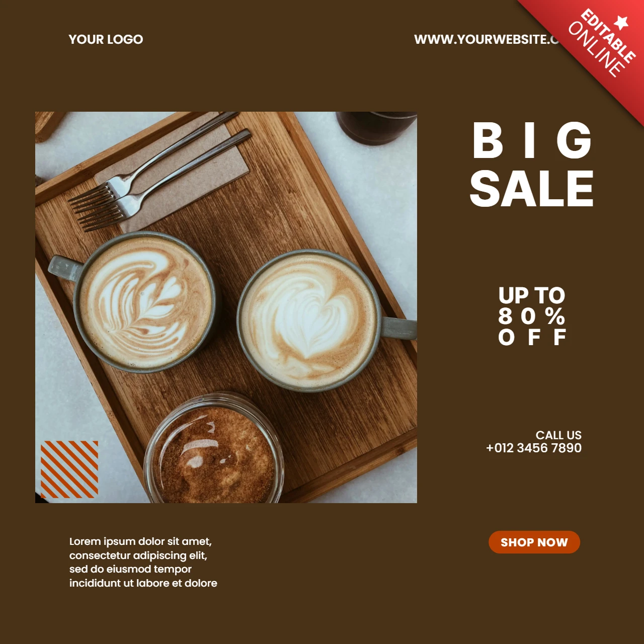 Big Sale Coffee Shop Social Media Post Design Template
