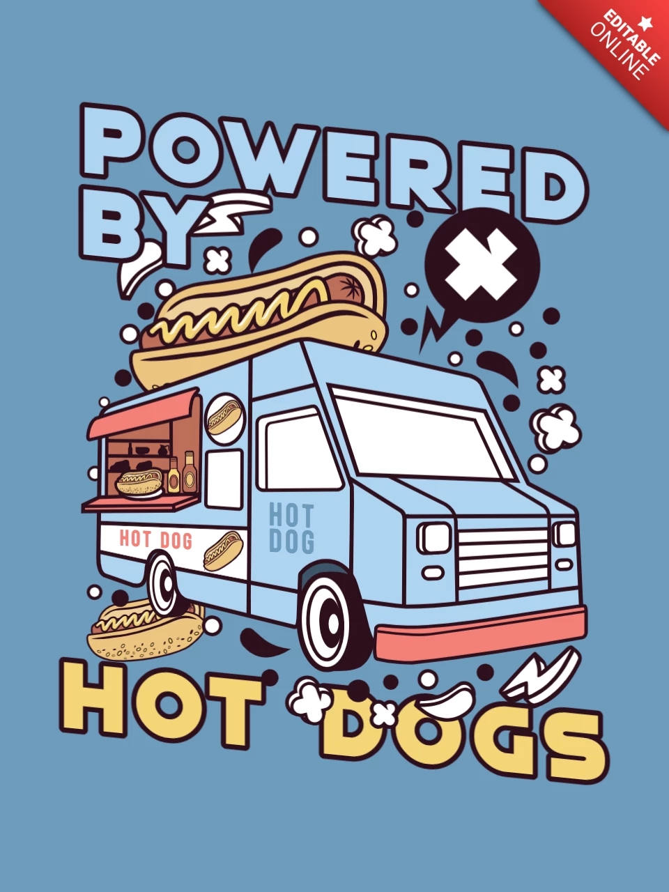 Desarrollado por plantilla de diseño de camiseta de hot dogs