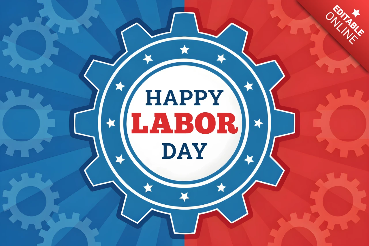 Labor Day Celebration Design Template with Gear Motif