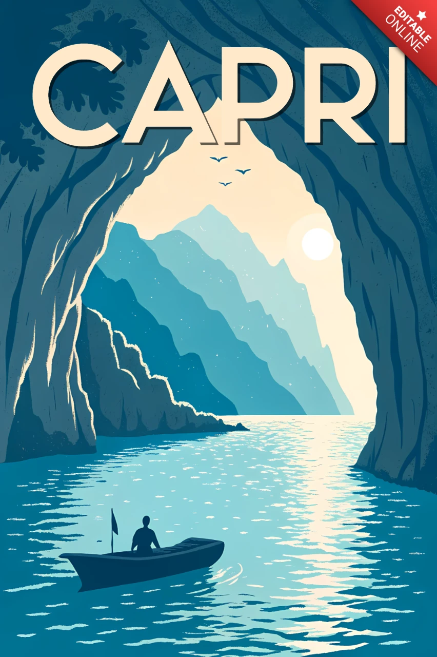 Capri vintage illustratie ontwerpsjabloon voor reisposters