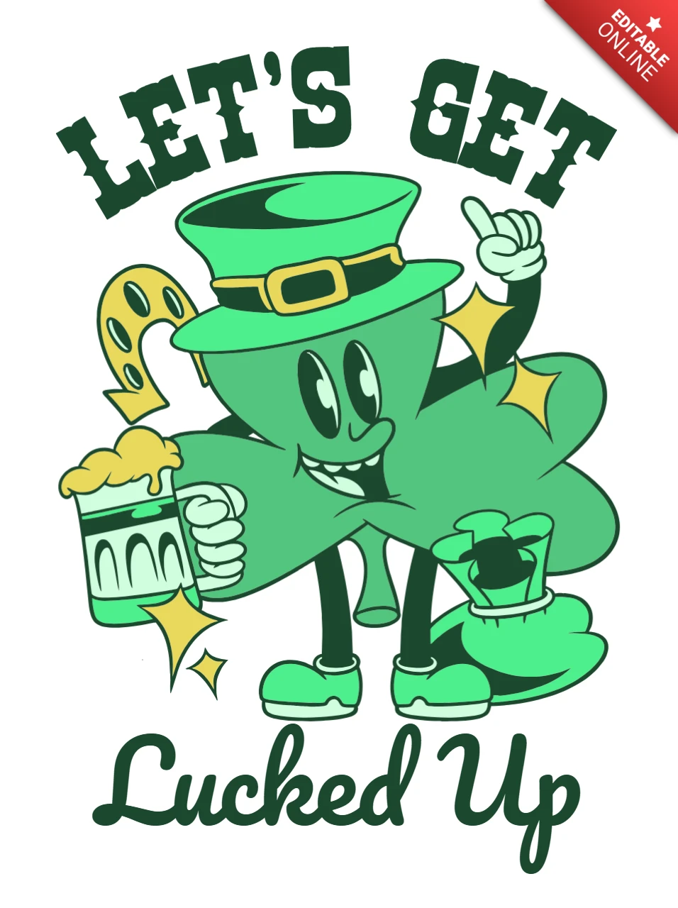 Gelukkige leprechaun t-shirt ontwerpsjabloon voor St. Patrick's Day vieringen